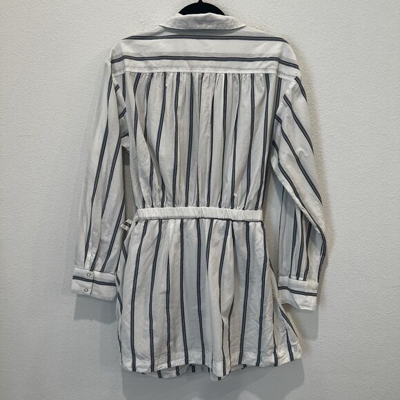 Free People High Vibrations Shirt Dress Wrap Skirt Belted Medium Striped Preppy - Picture 8 of 10
